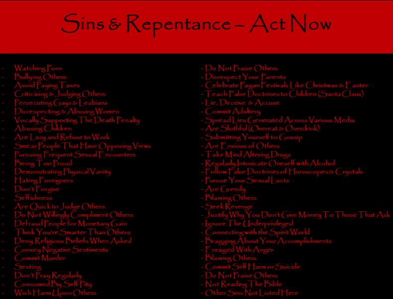 Sins & Repentance – Act Now
